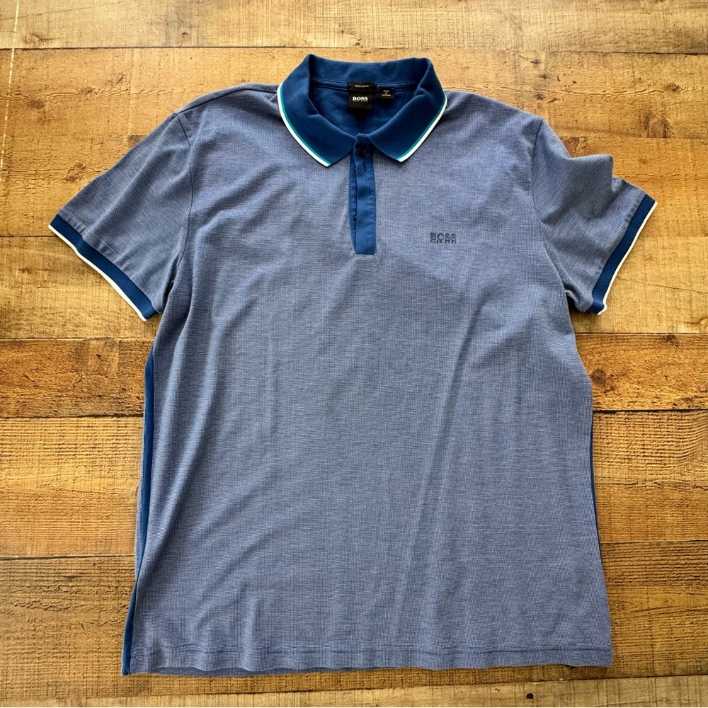 Hugo Boss Blue White Polo Shirt for Men XXL